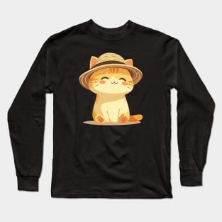 Kawaii Cat in a Hat Long Sleeve T-Shirt